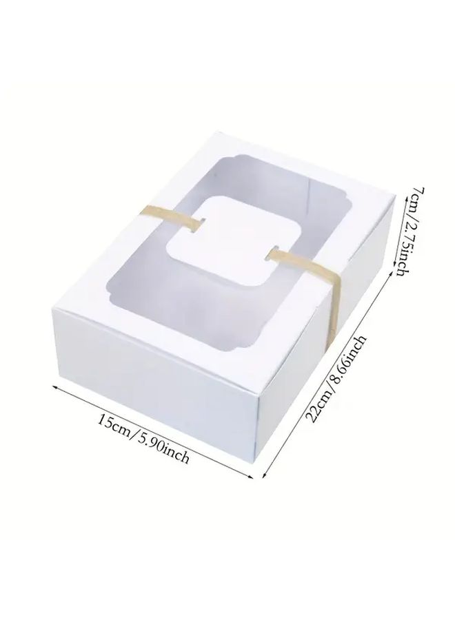 9 Pcs White Kraft Paper Gift Boxes With Clear Window And DIY Tag For Candy Cookies Party Favors Birthday Christmas Wedding Decoration - Image 3