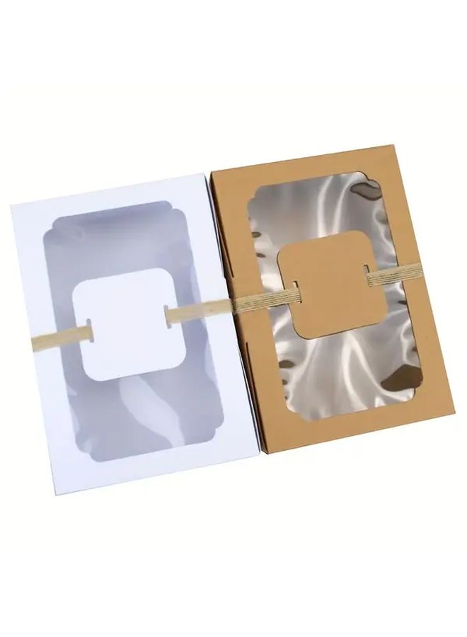 9 Pcs White Kraft Paper Gift Boxes With Clear Window And DIY Tag For Candy Cookies Party Favors Birthday Christmas Wedding Decoration - Image 5