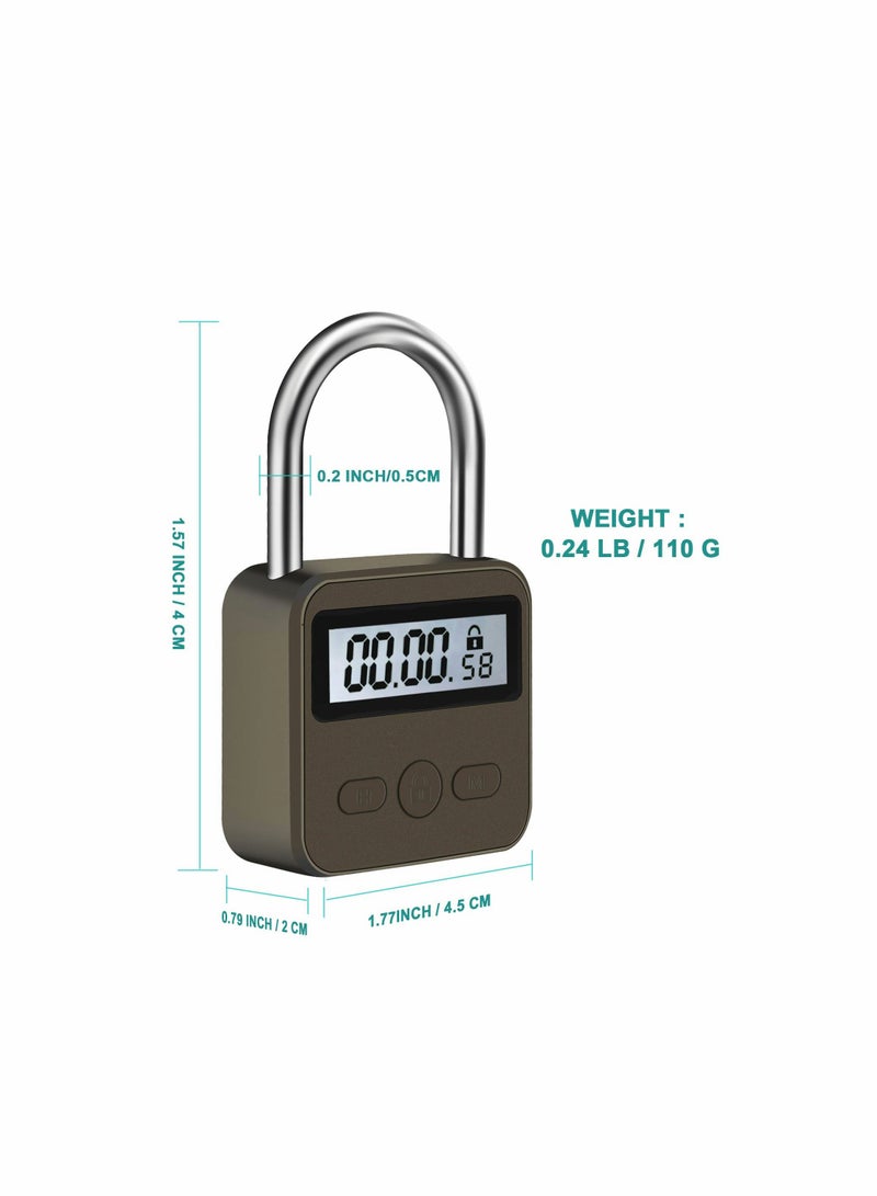 KASTWAVE Metal Time Padlock - Multi-Function Timer Lock 99 Hours Max Timing with Electronic LCD Timed Display Micro USB Rechargeable - Image 5