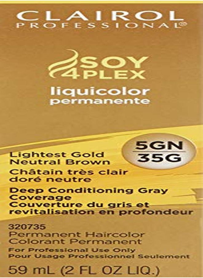 CLAIROL PROFESSIONAL - صبغة ليكويكولور دائمة للشعر الداكن، 5 جرام بني محايد ذهبي فاتح، 2 أونصة. - Image 1