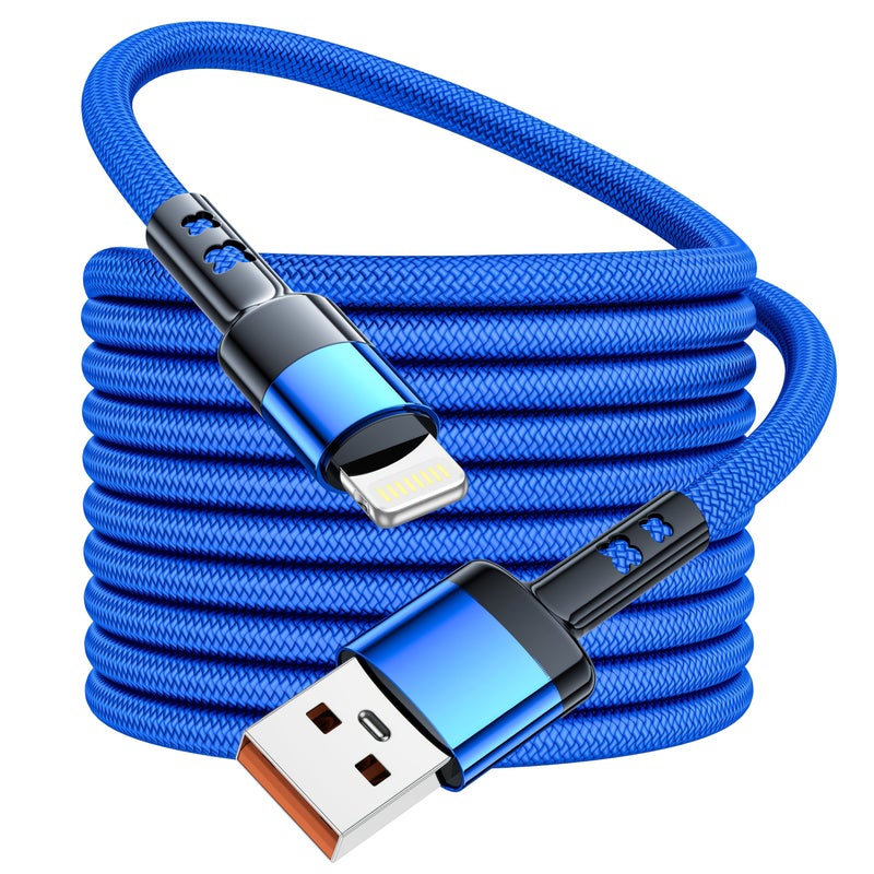 كابل لايتنينج سريع الشحن مضفر من النايلون الأزرق لهواتف iPhone بطول 100 سم - Image 5