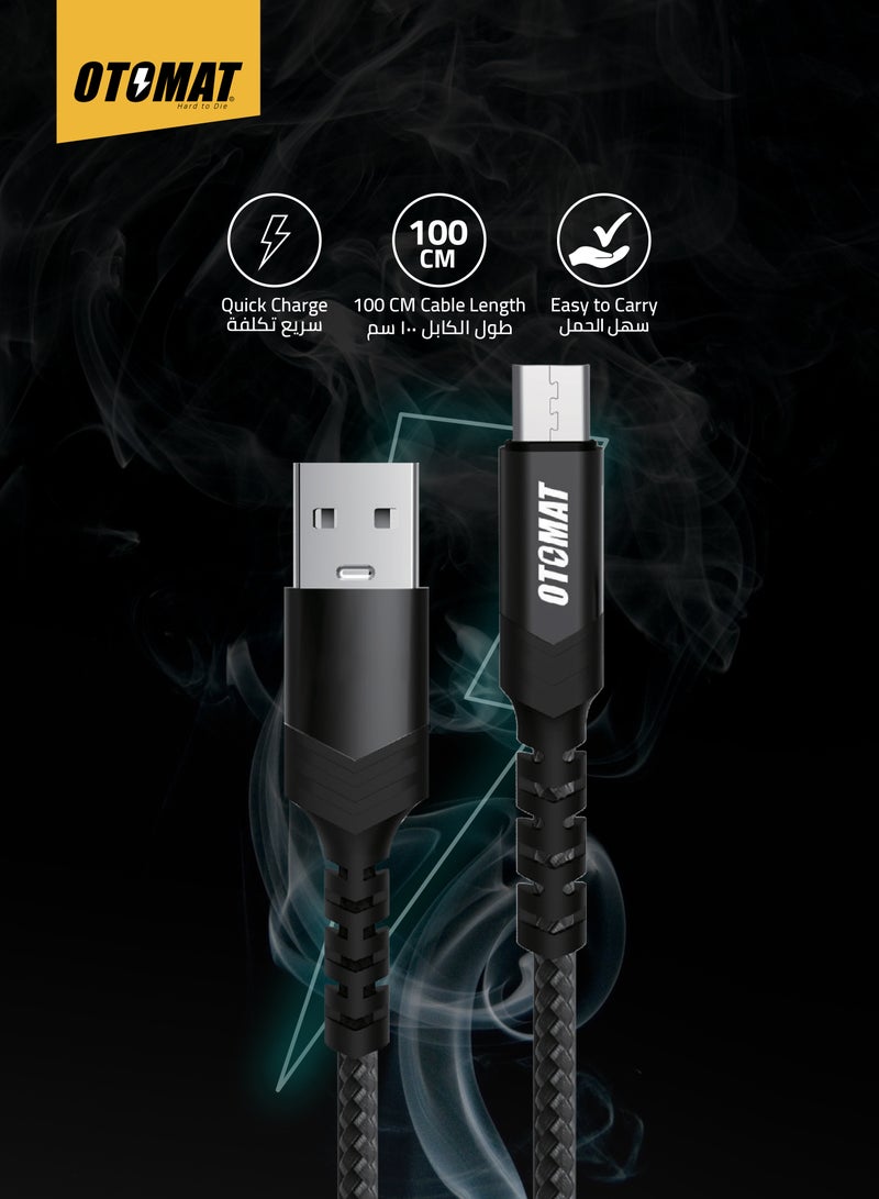 OTOMAT Hi-Speed USB to Micro 1 Meter Cable – Fast Charging, Secure Data Transfer, Durable Nylon Braided Design for Android, Phones, Tablets, Power Bank – Black - Image 5