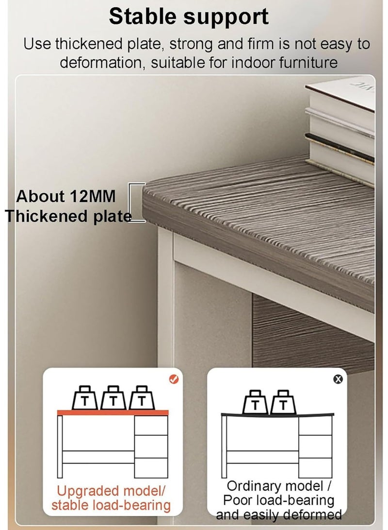 Office Desk, 100 * 50cm Metal Frame Wooden Table with 3 Drawers & 1 Bookshelf for Working Study Writing and Reading, Modern Computer Desk for Home Office and Bedroom（DBL100-grey) - Image 5