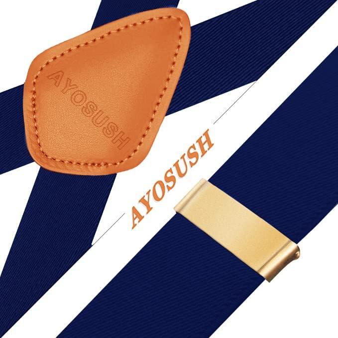 AYOSUSH Vintage Suspenders for Men Heavy Duty 4 Snap Hooks for Belt Loops Adjustable X Back - Image 5