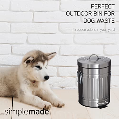 SIMPLEMADE Round Step Trash Can, Stainless Steel with Lid, Small Metal Wastebasket/Garbage Can for Bathroom, Office, Black, 5 Liter / 1.3 Gallon - - Image 2