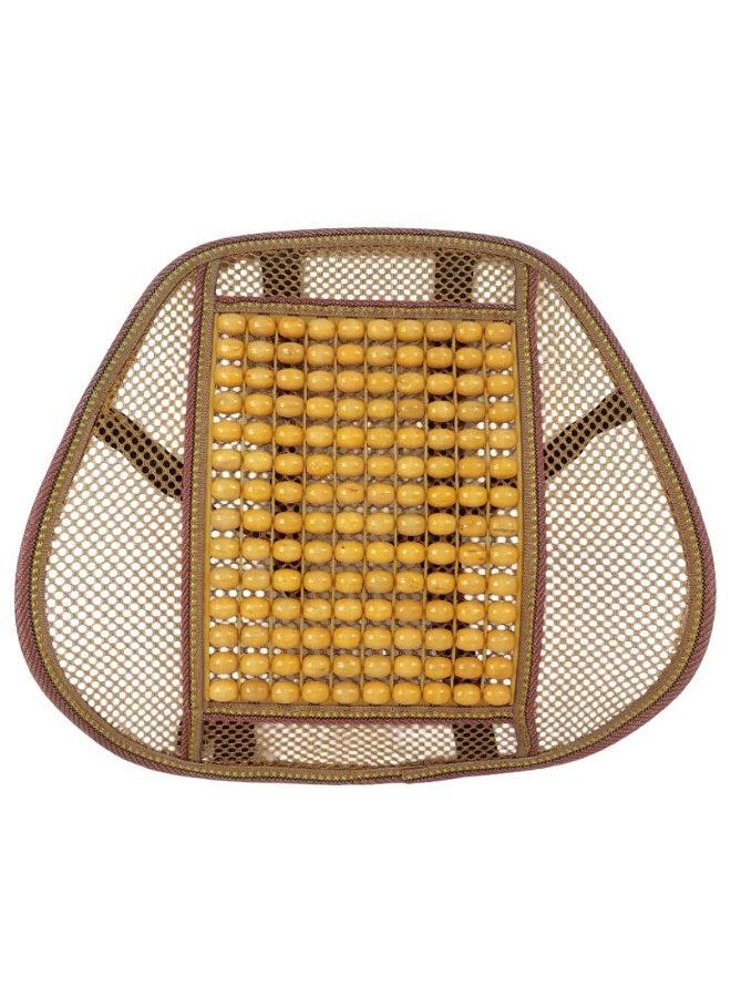 وسادة دعم قطنية للظهر مصنوعة من خرز خشبي مريح للسيارة والمكتب والمنزل والكراسي المتحركة بتصميم شبكي قابل للتهوية، وسادة دعم للخصر مقاس 33 × 40 سم لتصحيح الوضع وتخفيف آلام الظهر - Image 1