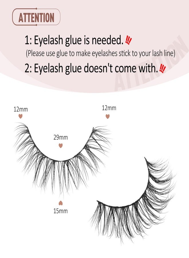 Onlyall Natural Eyelashes, Wispy Lashes, Natural Look False Eyelashes, Natural Flared Eyelashes, Soft Fluffy Eyelashes, 7 D-K38 - Image 2