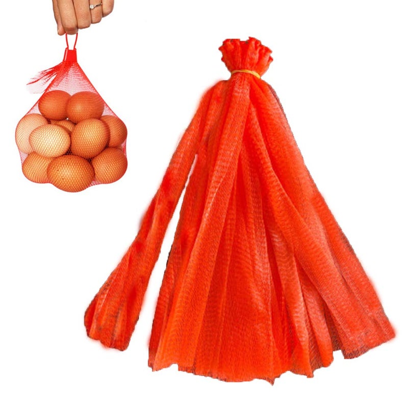 SRXES SRXES 100 Pack 20 Mesh Nylon Netting with LoopStyle Closures Red Reusable Nylon Mesh Net Produce Grocery Toys Fruits Vegetables Storage Poly Bags Seafood Bag 100 Red