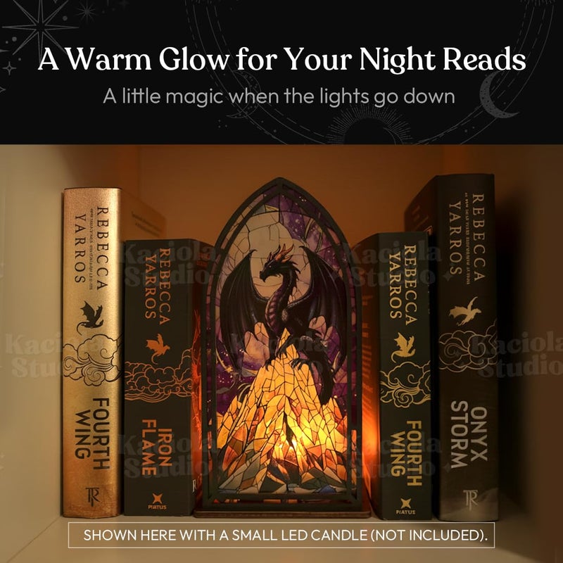 Kaciola Studio Fantasy Dragon Mountain Library Sign Book Nook Kit, Cute Bookish Decor, Gifts for Booklovers/Reader/Women, Bookshelf Book Store Decor, Romantasy Gift (Dragon Mountain) - Image 4