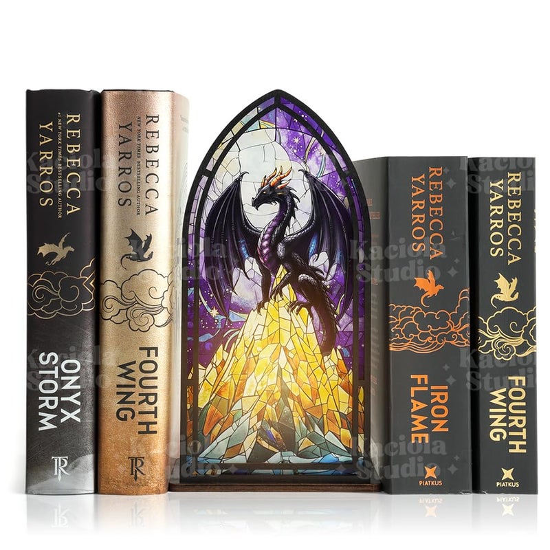 Kaciola Studio Fantasy Dragon Mountain Library Sign Book Nook Kit, Cute Bookish Decor, Gifts for Booklovers/Reader/Women, Bookshelf Book Store Decor, Romantasy Gift (Dragon Mountain) - Image 1