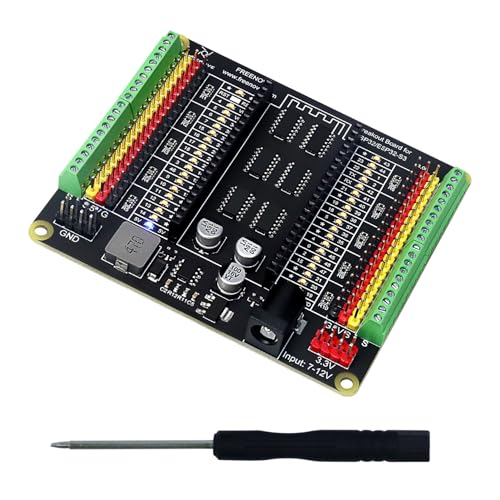 Freenove Breakout Board for ESP32 / ESP32-S3 WROVER WROOM, Terminal Block Shield HAT with Pin Header, 5V 3.3V Power Outputs, GPIO Status LED - Image 1