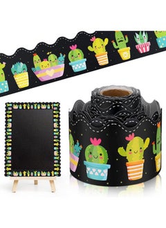 Breling 36 Ft Cactus Bulletin Board Border Classroom Scalloped Rolled Border Trim Black Board Cactus Spring Bulletin Board Decorations Boarders For Teachers School Office Home Wall Desk Locker Decor  - Image 2