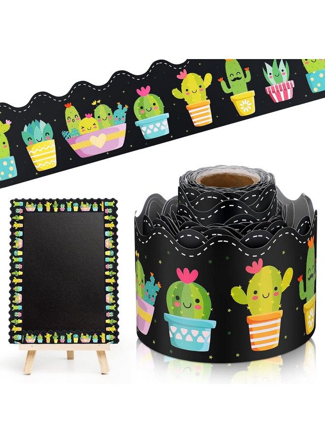 Breling 36 Ft Cactus Bulletin Board Border Classroom Scalloped Rolled Border Trim Black Board Cactus Spring Bulletin Board Decorations Boarders For Teachers School Office Home Wall Desk Locker Decor - Image 1