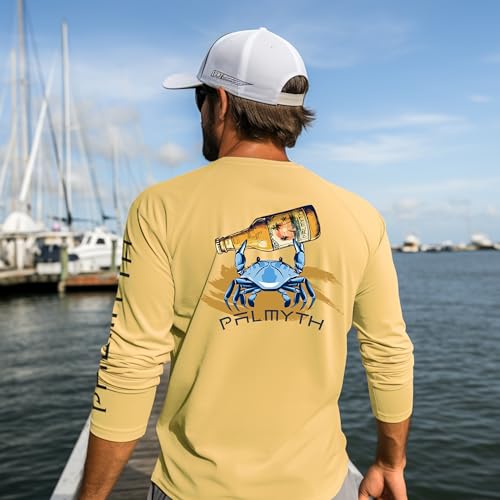 Palmyth Fishing Shirts for Men Long Sleeve UPF 50 T Shirt Sun Protection Tee YellowCrab L - Image 3