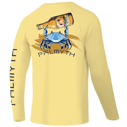 Palmyth Fishing Shirts for Men Long Sleeve UPF 50 T Shirt Sun Protection Tee YellowCrab L - Image 1