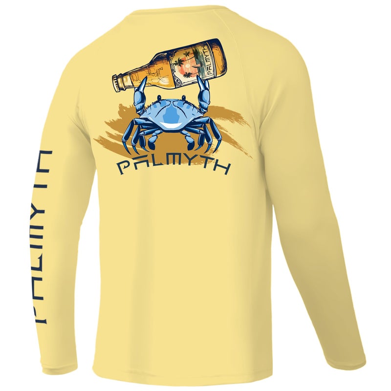 Palmyth Fishing Shirts for Men Long Sleeve UPF 50 T Shirt Sun Protection Tee YellowCrab L - Image 2