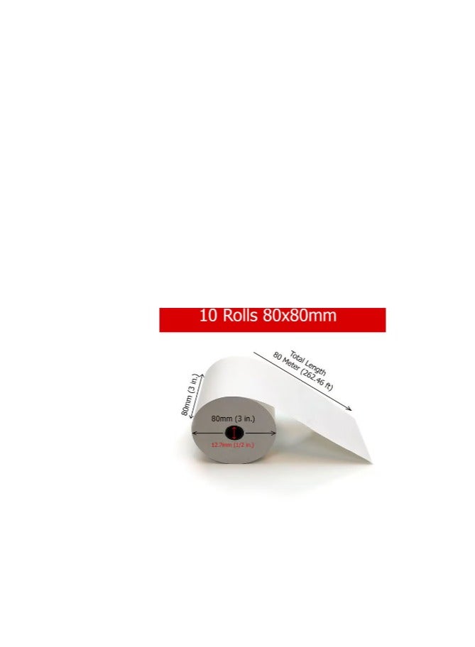 Terabyte 80 x 80 mm Premium Thermal Paper Till Receipt Roll for EPOS Printer, POS Terminal, Cash Register (10 Rolls Pack) - Image 3
