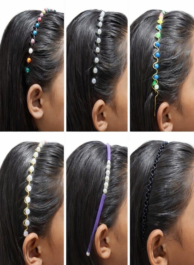 KLNEEDS Hair Bands for Women & Girls Pack of 8 - Metal Hair Bands with Pearl Headbands, Stylish Designs to Match Any Outfit - Image 2