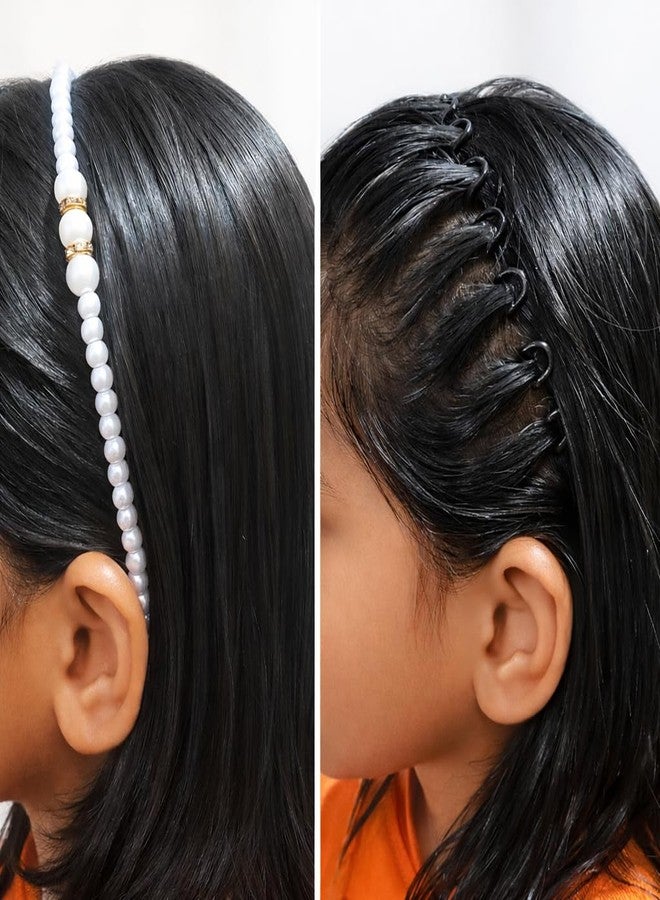 KLNEEDS Hair Bands for Women & Girls Pack of 8 - Metal Hair Bands with Pearl Headbands, Stylish Designs to Match Any Outfit - Image 3