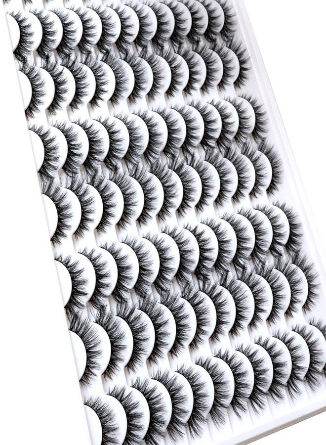 Azenlo False Eyelashes 48 Pairs Faux Mink Lashes 14mm Wispy Lashes 3D Fluffy Cat Eye Lashes Pack Bulk Wholesale Strip Lashes(style 48-042) - Image 5