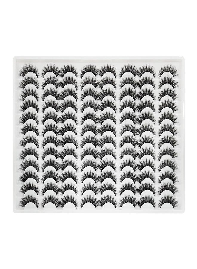 Azenlo False Eyelashes 48 Pairs Faux Mink Lashes 14mm Wispy Lashes 3D Fluffy Cat Eye Lashes Pack Bulk Wholesale Strip Lashes(style 48-042) - Image 1