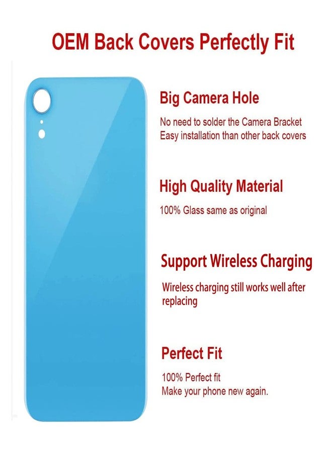 Perzework زجاج خلفي بديل أصلي من بيرز وورك لهاتف آيفون XR مقاس 6.1 بوصة مع مجموعة أدوات إصلاح ومادة لاصقة مثبتة مسبقًا (أزرق) - Image 2