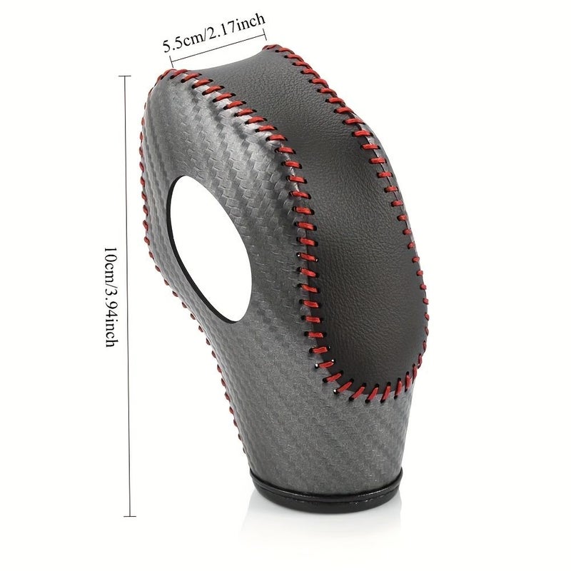 Carbon Fiber Red Line Faux Leather Gear Shift Knob Cover For Ford Escape Fusion C Max Energi Wagon Fiesta Focus Transit Van - Image 3
