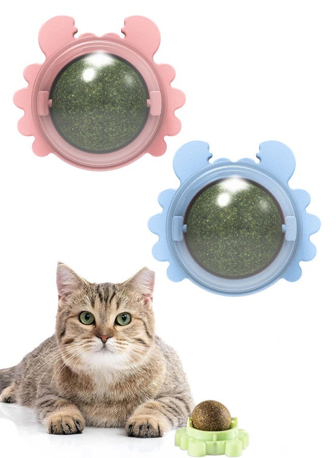 لعبة كرة النعناع البري، كرة دوارة للقطط، كرة لعق النعناع البري، عصا سحرية للقطط على الحائط، كرات قابلة لللعق والمضغ وتنظيف الأسنان - Image 1