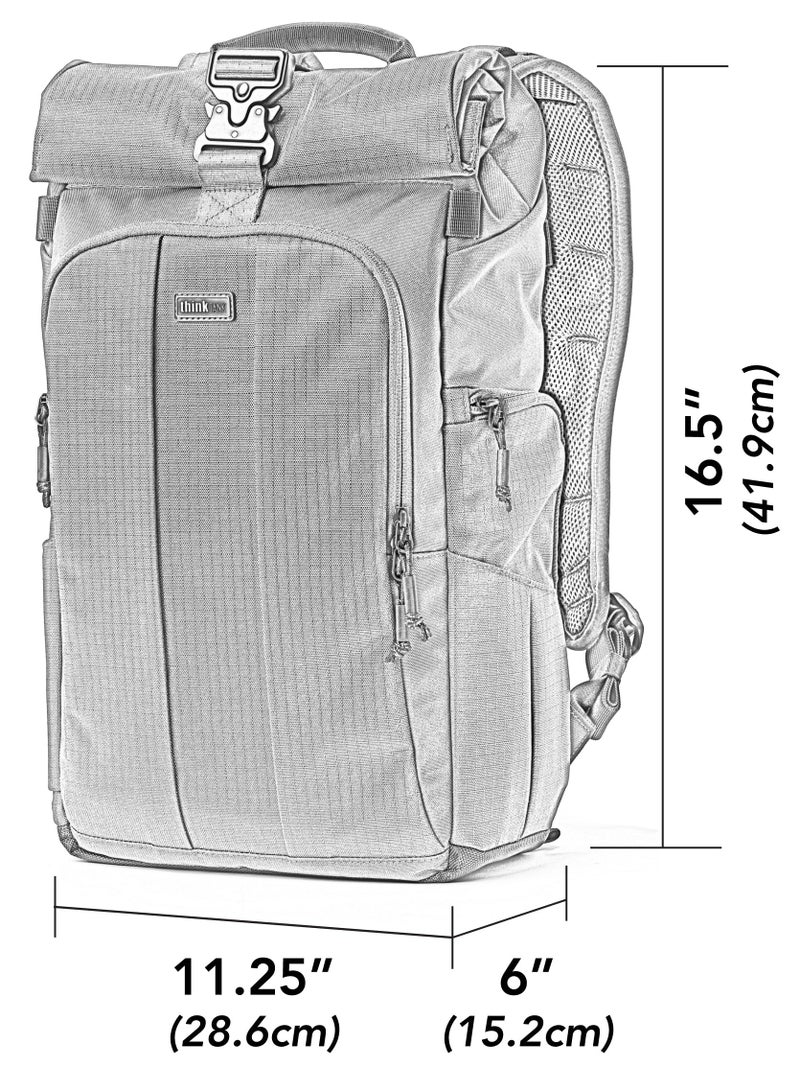 Think Tank FocusPoint 22L RollTop Camera Backpack - Asphalt Black: Expandable Travel & Camera Backpack with Laptop Sleeve, Quick Side and Back Access, Rain Cover – Versatile Photography & Travel Bag - Image 5