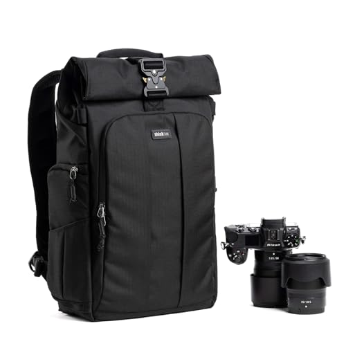 Think Tank FocusPoint 22L RollTop Camera Backpack - Asphalt Black: Expandable Travel & Camera Backpack with Laptop Sleeve, Quick Side and Back Access, Rain Cover – Versatile Photography & Travel Bag - Image 1