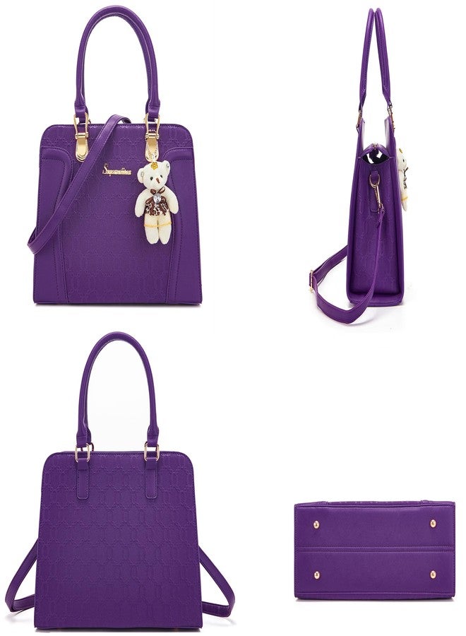 Soperwillton Women's Fashion Handbags Tote Bags Shoulder Bag Top Handle Satchel Purse Set 4pcs - Image 2