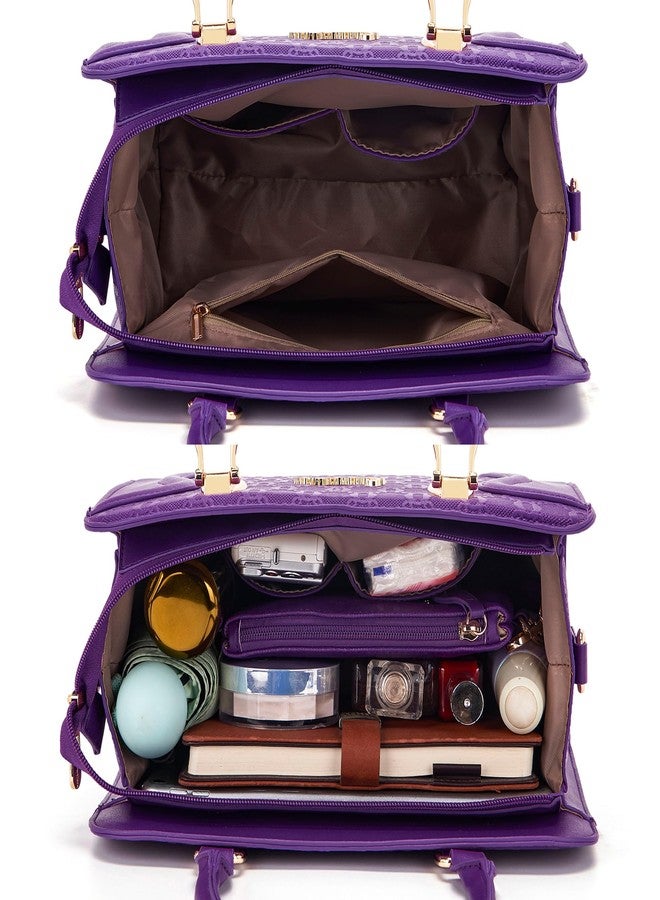 Soperwillton Women's Fashion Handbags Tote Bags Shoulder Bag Top Handle Satchel Purse Set 4pcs - Image 5