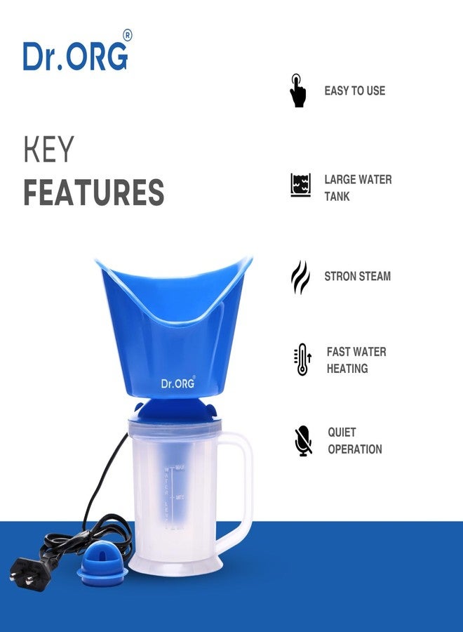 Dr. ORG Dr Org Vaporizer/Steamer 2 in 1 for cough n cold kids steam nose inhaler,Facial inhaler Professional Facial Steamer BLUE (120 W) vaporizer steamer for facial, steamer for cold, steam & vapourisers for adult, face steamer for facial - Image 2