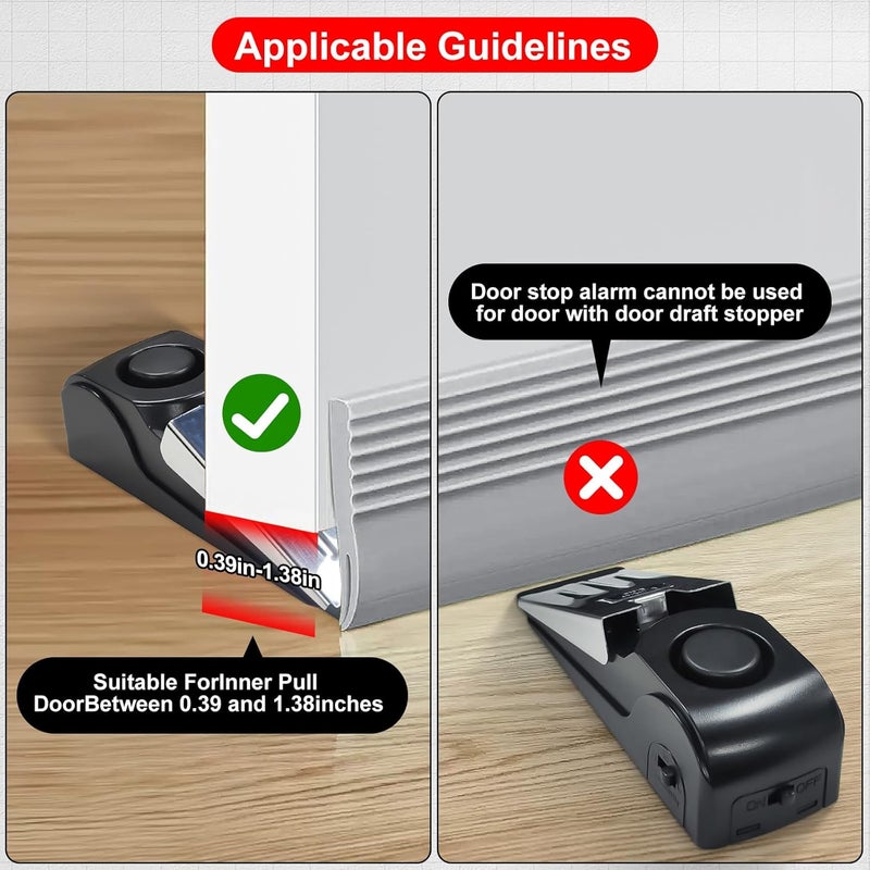 Rerishom Portable Door Lock & Door Stop Alarm Set, Dual Protection for Privacy and Safety in Home Door Lock Kit, Door Alarm with 120dB Siren for Travel, Hotel, Apartment, College, Home - Image 5