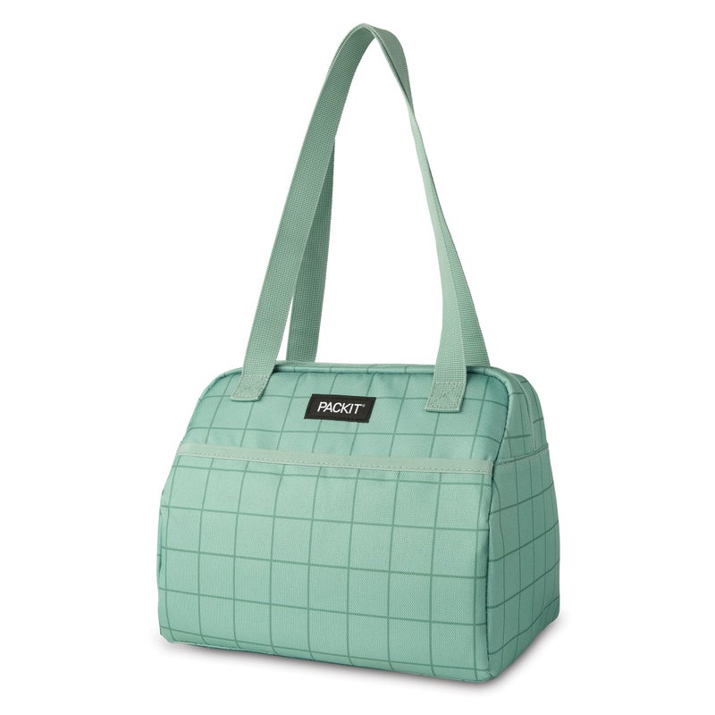 PackItR Freezable Hampton Lunch Bag Sports Grid Sage Built with EcoFreezeR Technology Collapsible Reusable Zip Closure with Front Pocket and Shoulder Straps Designed for Fresh Office Lunches - Image 2