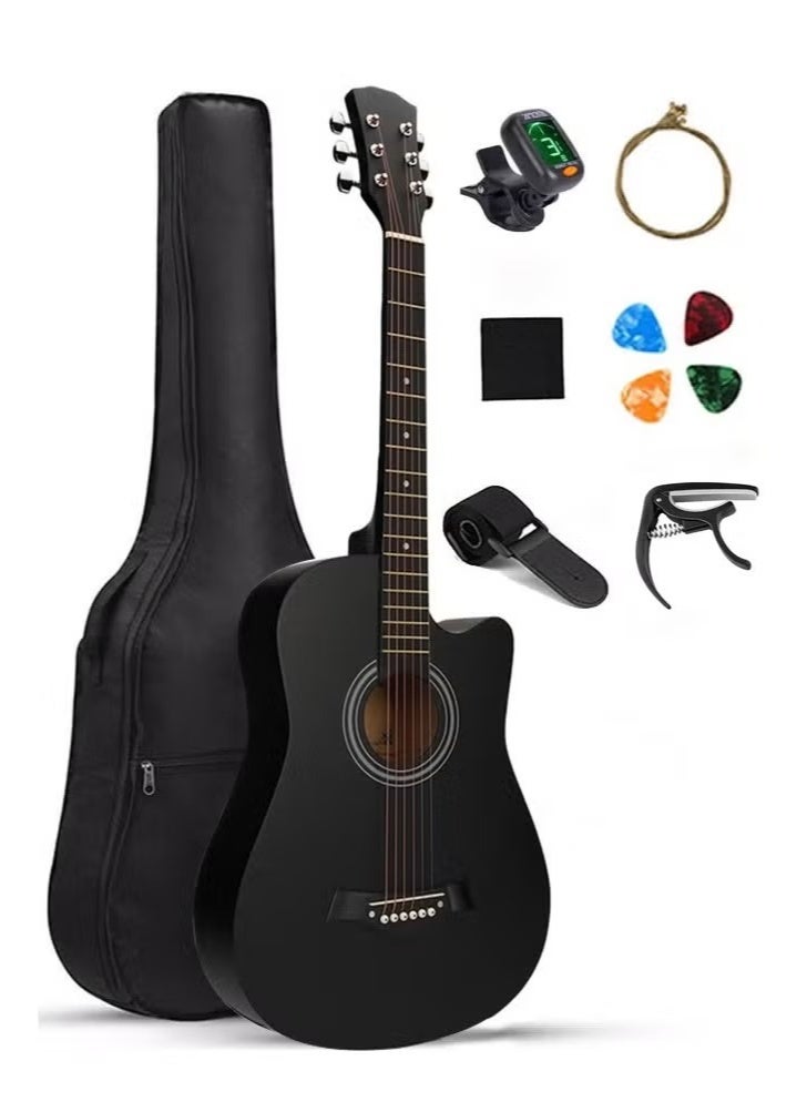 AGD Beginner's Acoustic Guitar with Built-in Accessories, Including a Guitar Bag, Tuner, Brass Strings, Capo, and Cleaning Cloth - Image 1