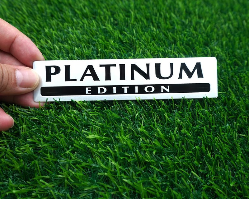 1Pc Aluminum Platinum Edition Emblem 3D Grill Trunk Fender Badge Nameplate Sticker Decor Replacement for Car Silver Black