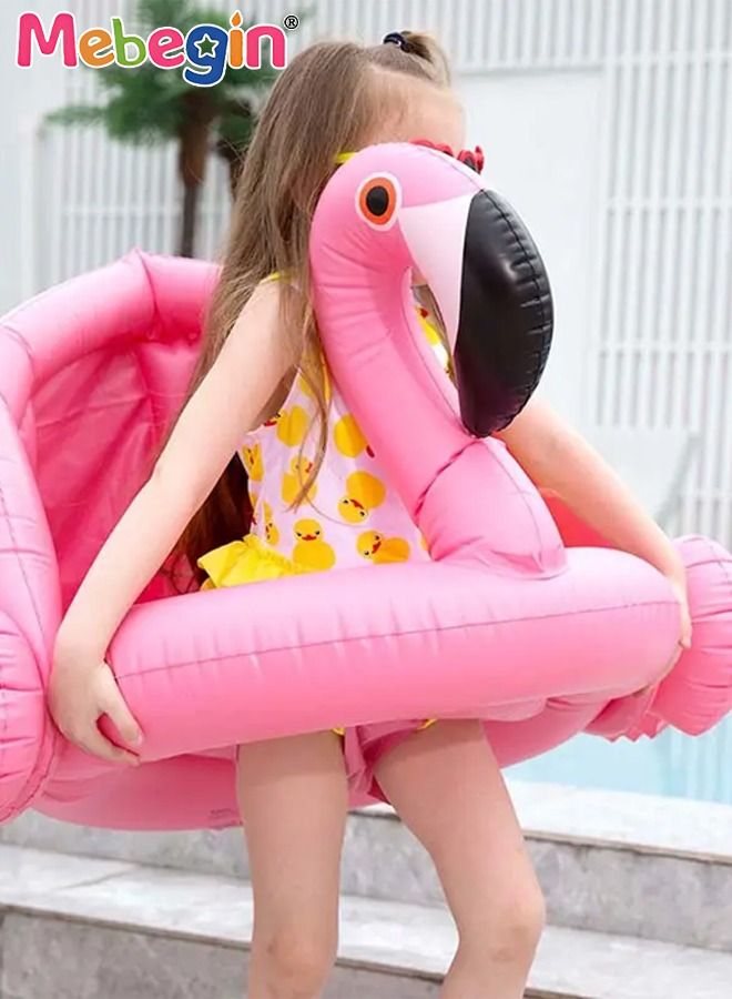 Flamingo Shape Shark Shape Swimming Ring with Adjustable Canopy, Inflatable Baby Pool Float, Swimming Ring with Safety Seat, Comfortable Infant Floaty, Fun Water Toys for Kids, Suitable for Family Swimming Pools, Outdoor Trips, Lakes and Beaches, 90*62cm