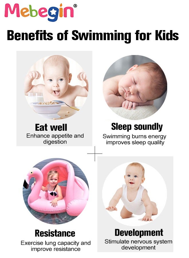 Flamingo Shape Shark Shape Swimming Ring with Adjustable Canopy, Inflatable Baby Pool Float, Swimming Ring with Safety Seat, Comfortable Infant Floaty, Fun Water Toys for Kids, Suitable for Family Swimming Pools, Outdoor Trips, Lakes and Beaches, 90*62cm