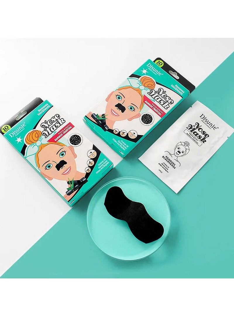 Disunie Nose Mask Strip Blackhead Remover Strips Nose Pore Strips Nose Blackhead Remover Strips Deep Cleansing Charcoal Strips Black Head Removal for Face Natural Charcoal Blackhead Strips 10pcs - Image 2