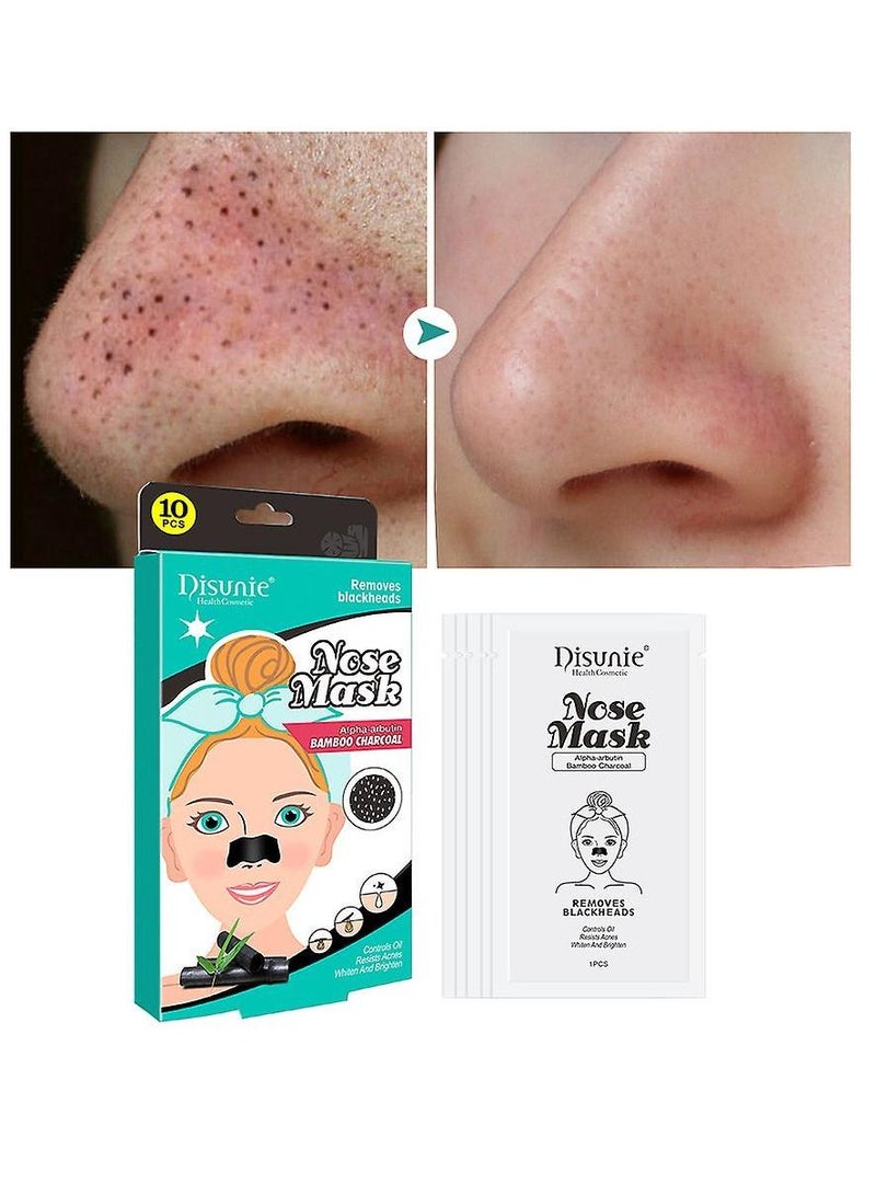 Disunie Nose Mask Strip Blackhead Remover Strips Nose Pore Strips Nose Blackhead Remover Strips Deep Cleansing Charcoal Strips Black Head Removal for Face Natural Charcoal Blackhead Strips 10pcs - Image 5