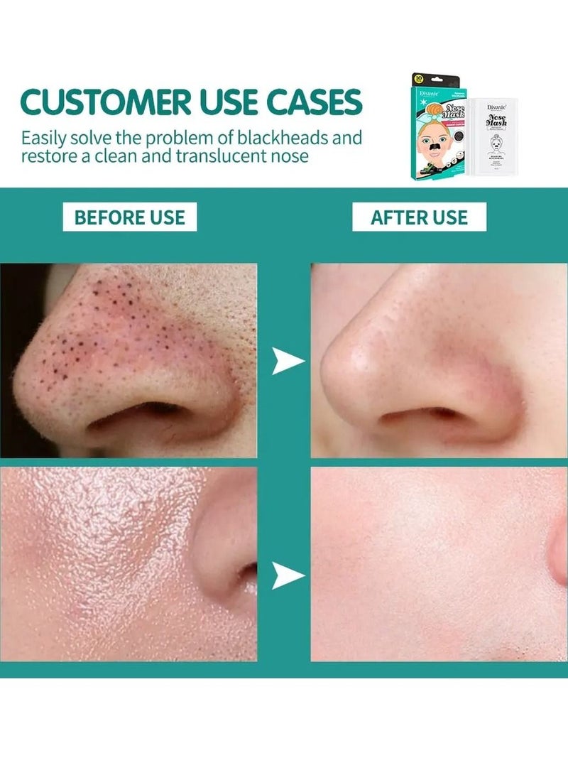 Disunie Nose Mask Strip Blackhead Remover Strips Nose Pore Strips Nose Blackhead Remover Strips Deep Cleansing Charcoal Strips Black Head Removal for Face Natural Charcoal Blackhead Strips 10pcs - Image 3