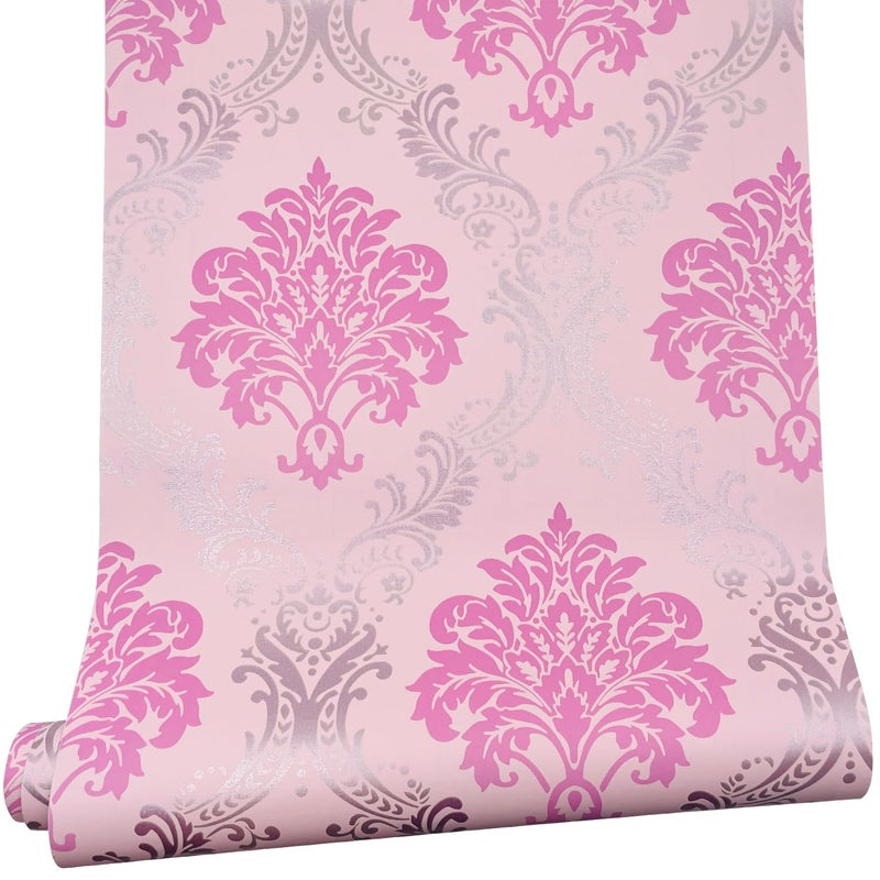 Yifely Vintage Pink Damask SelfAdhesive Shelf Drawer Liner Moisture Proof PVC Mat 45x300cm