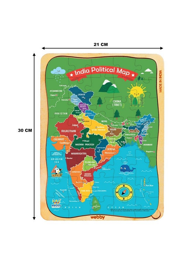 Webby India Map Wooden Jigsaw Puzzle for 5 Years and Above Boys & Girls, 40 pieces - Image 5