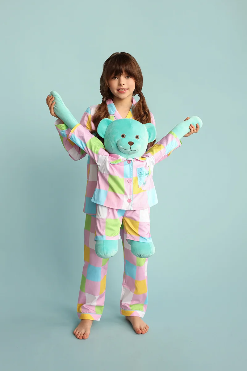 Luna Mia 'Emily' Hug Me Pyjama Set With Matching Mega Size Teddy Bear