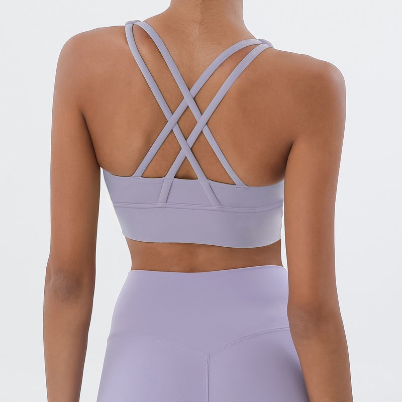 New Lulu Double-Sided Sanding Sports Underwear Cross Back Yoga Vest Gather Shockproof Cloud Feeling Fitness Bra - Image 1