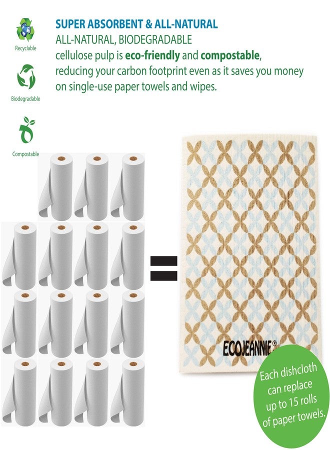 EcoJeannie Wholesale EcoJeannie Eco-Friendly German Cleaning Cloth 100% Biodegradable Cellulose Sponge Cloths, Kitchen Cloths, GMO-Free, Reusable - Made in Germany Packaged in P.R.C. (4 Pack) - Image 2