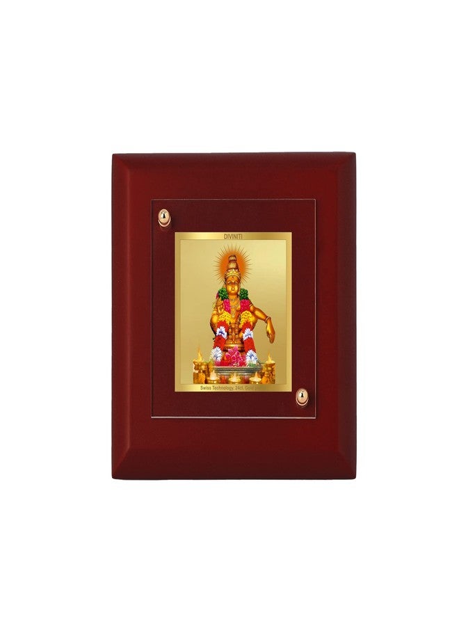 DIVINITI Minima Pure 24K Gold Plated Ayyappan Religious Frame – Luxury Home, Office & Mandir Décor | Premium Gold Foil Artwork in MDF Frame | Table Top Display (10 X 10 CM) - Image 1