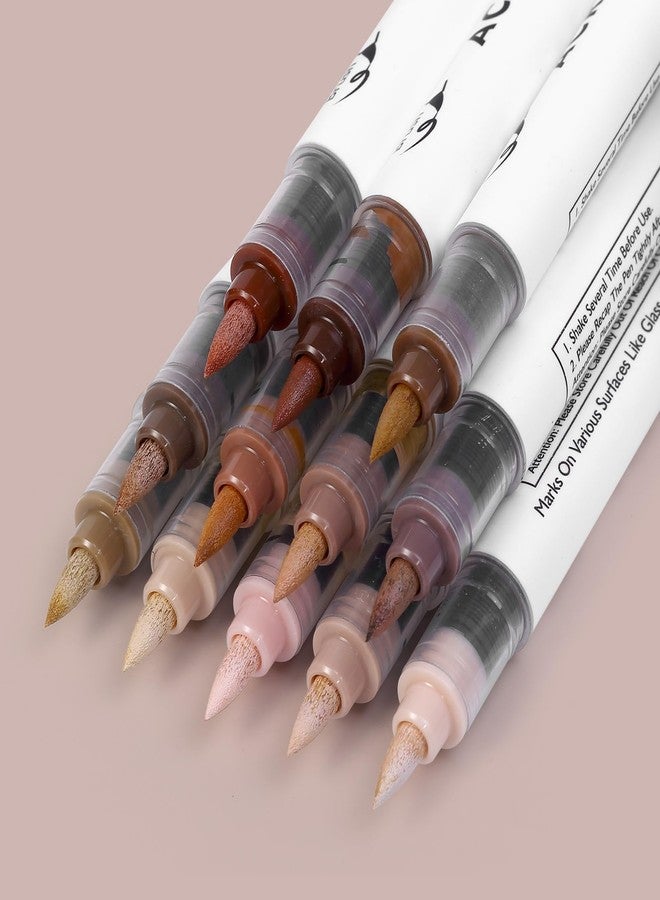 CHARSOCO Brown Tones Acrylic Paint Pens, 12 Colors Markers Set with Soft Brush & Bullet Tip, for Rock, Painting, Wood, Glass, Ceramic, Canvas, Stone, DIY Crafts, Making Art Supplies, Fabric Paint - Image 3