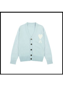 Trendy Brand Love Knit Cardigan Oversized V-Neck Sweater Light blue [a8129 style]
